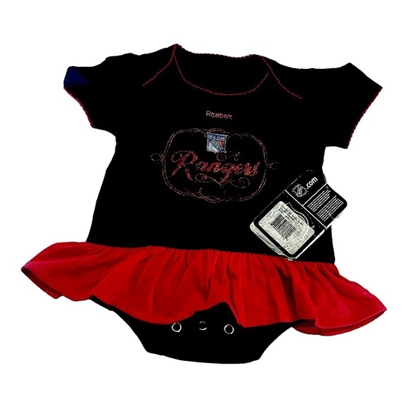 NEW NHL Rangers Girls Onesie with Team Logo and Ruffle Trim Hockey size 3/6 mos - Picture 1 of 8